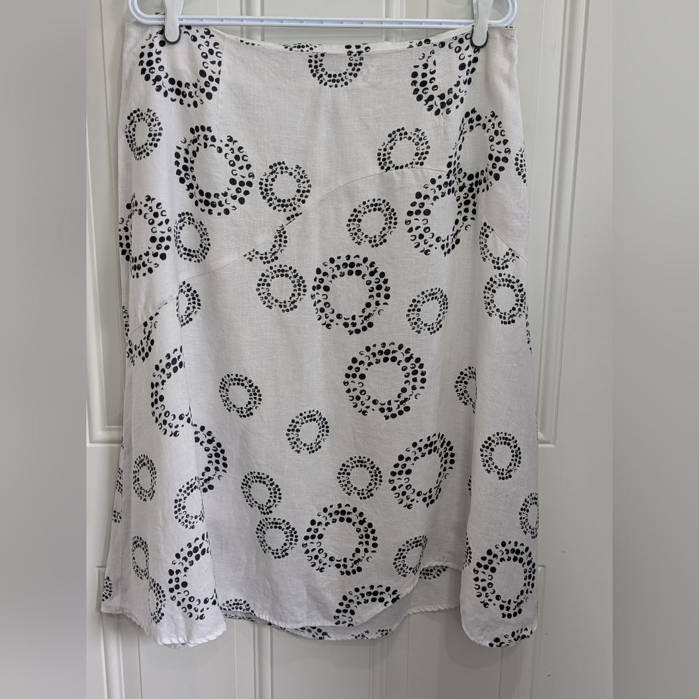 Yarra Trail Black and White Midi Skirt for Night Out 100%Linen 100%Cotton